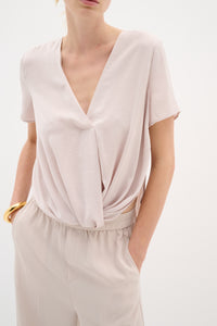 InWear Kinley Haze Beige Twist Front V-Neck Blouse
