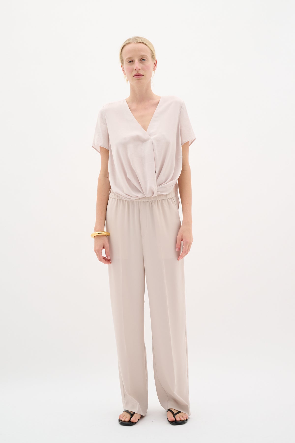 InWear Kinley Haze Beige Twist Front V-Neck Blouse