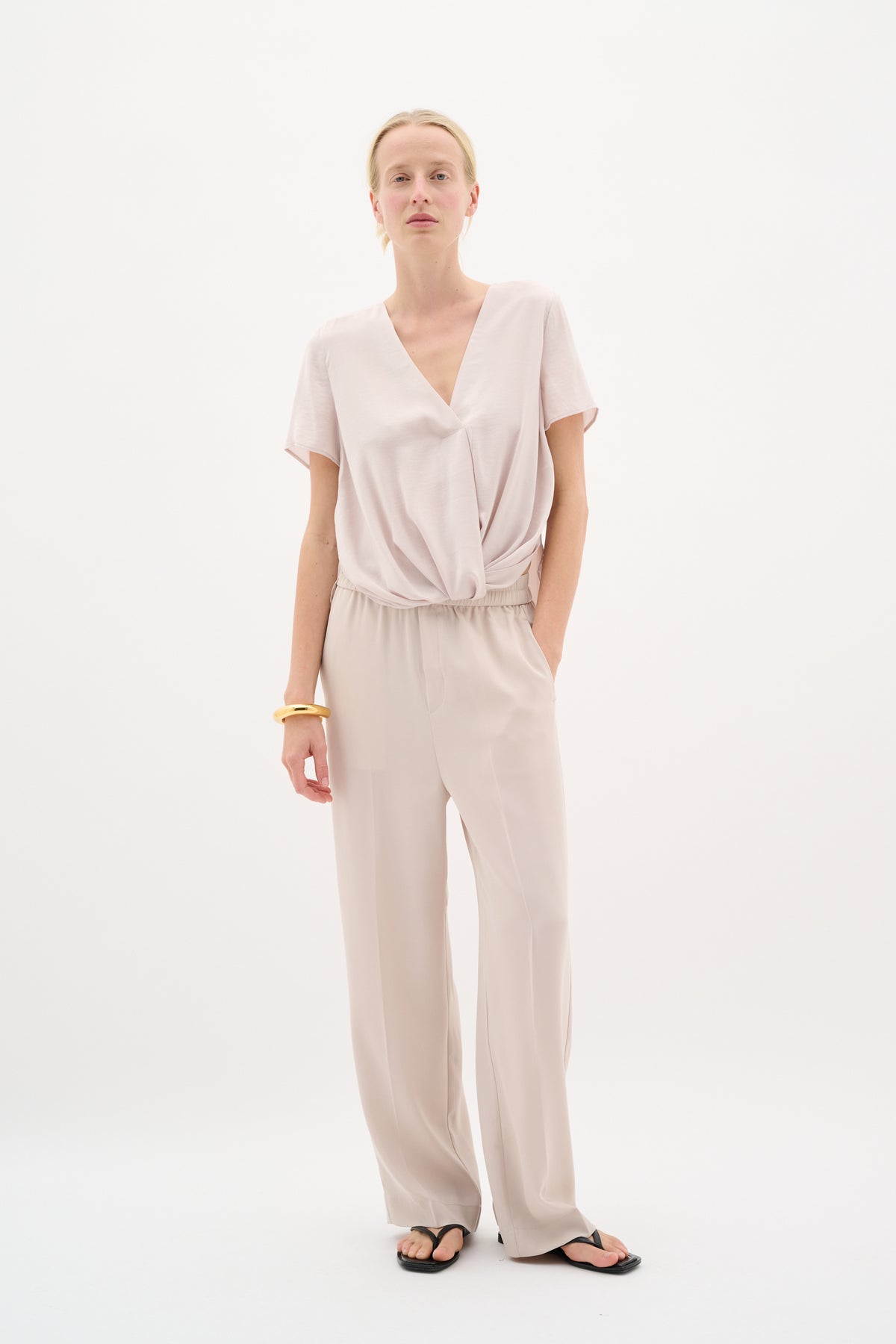 InWear Kinley Haze Beige Twist Front V-Neck Blouse