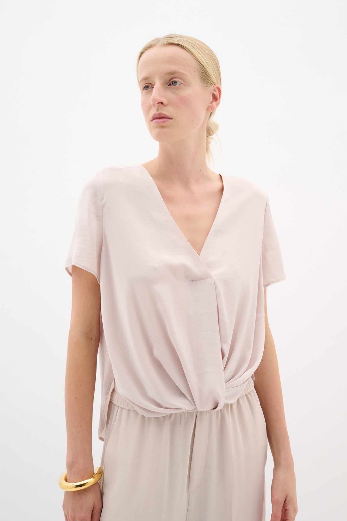 InWear Kinley Haze Beige Twist Front V-Neck Blouse