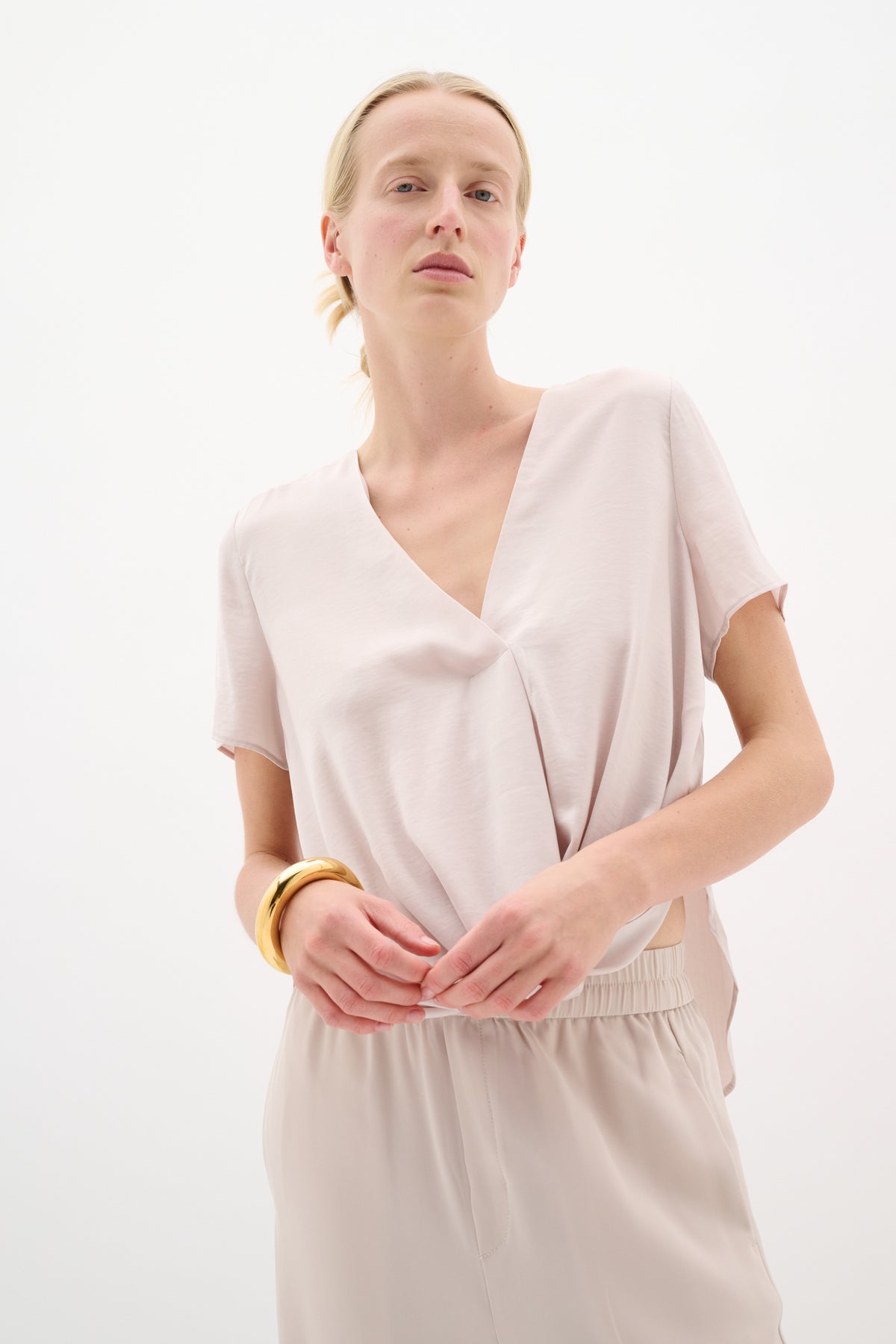 InWear Kinley Haze Beige Twist Front V-Neck Blouse