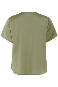 InWear Kinley Dusty Olive Twist Front V-Neck Blouse, 30110546