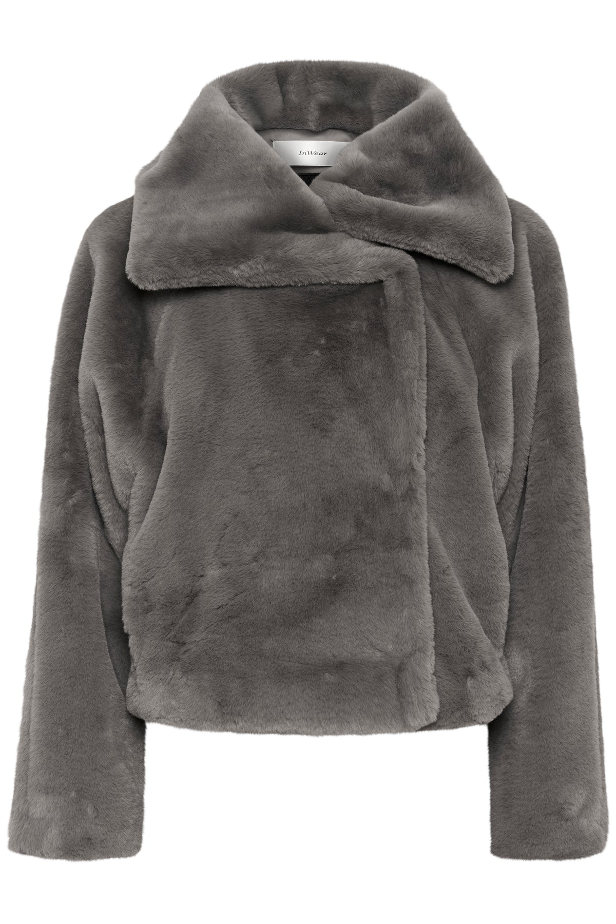 InWear YoboIW Sandy Grey Faux Fur Short Coat