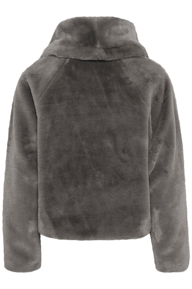 InWear YoboIW Sandy Grey Faux Fur Short Coat