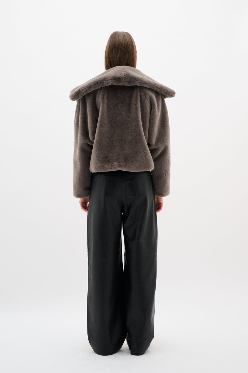 InWear YoboIW Sandy Grey Faux Fur Short Coat