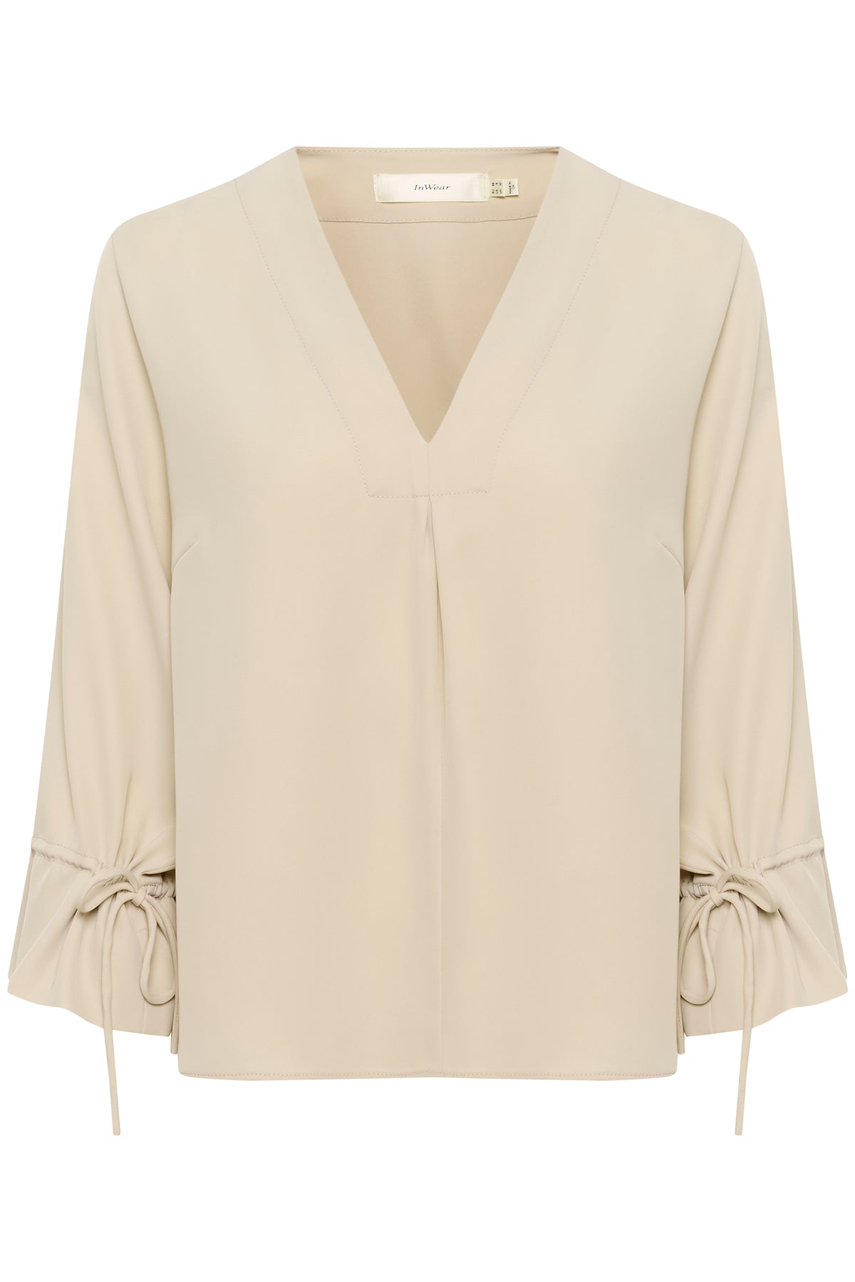 InWear Yoline Haze Cream V-Neck Blouse with Tie Detailing, 30110637
