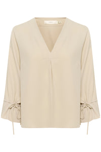 InWear Yoline Haze Cream V-Neck Blouse with Tie Detailing, 30110637