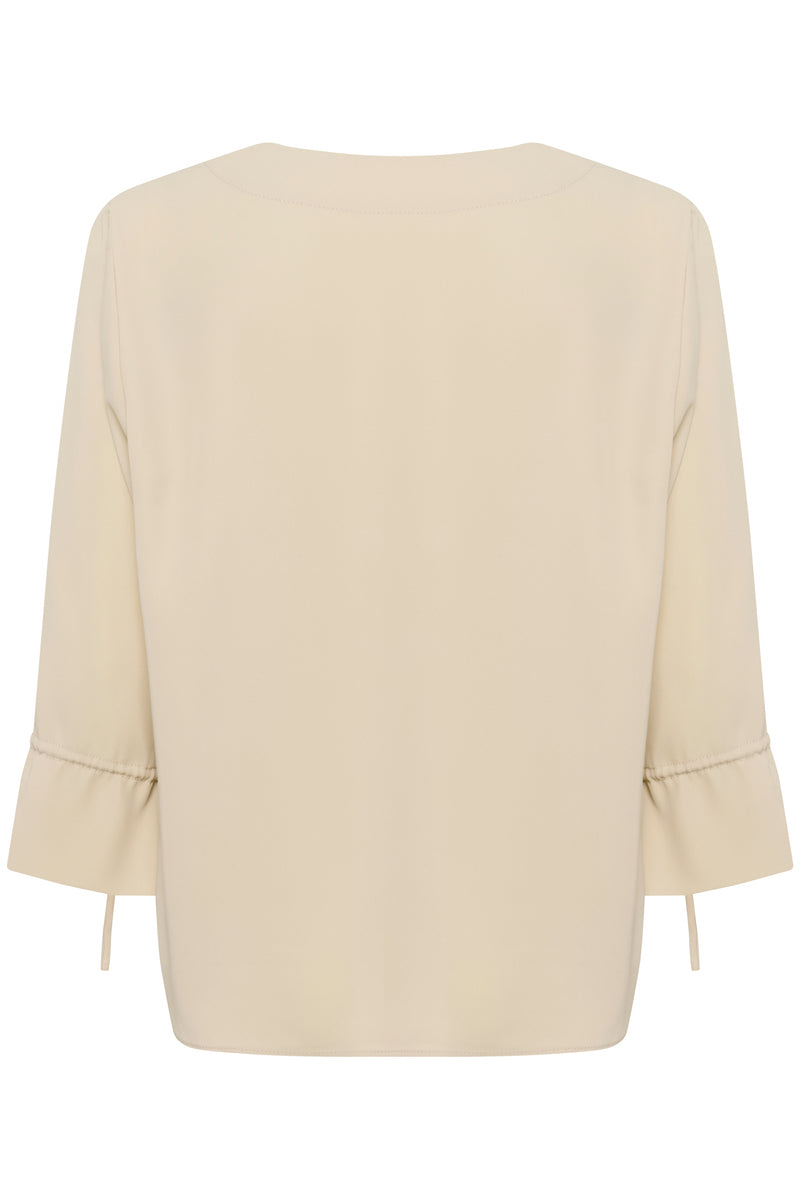 InWear Yoline Haze Cream V-Neck Blouse with Tie Detailing, 30110637