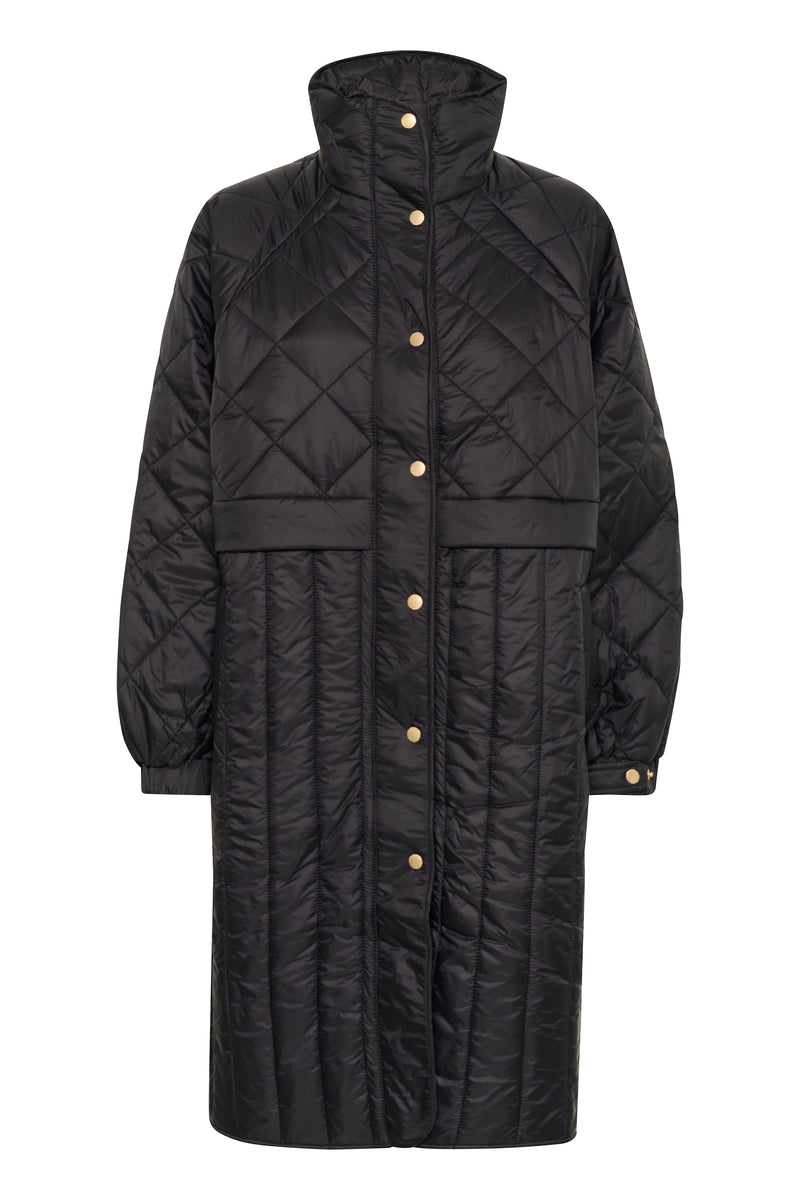 InWear Karmel Ultimate Quilted Black Longline Coat, 30110660