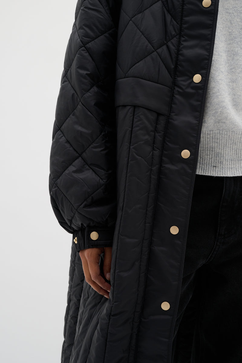 InWear Karmel Ultimate Quilted Black Longline Coat, 30110660
