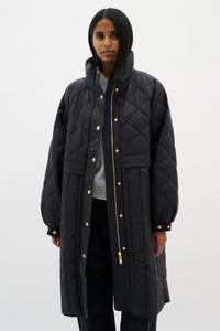 InWear Karmel Ultimate Quilted Black Longline Coat, 30110660
