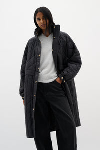 InWear Karmel Ultimate Quilted Black Longline Coat, 30110660