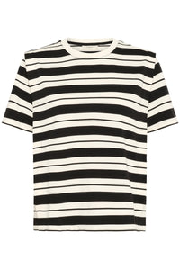 InWear Panny Lester White/Black Modal Stripe Relaxed Fit T-Shirt, 30110824