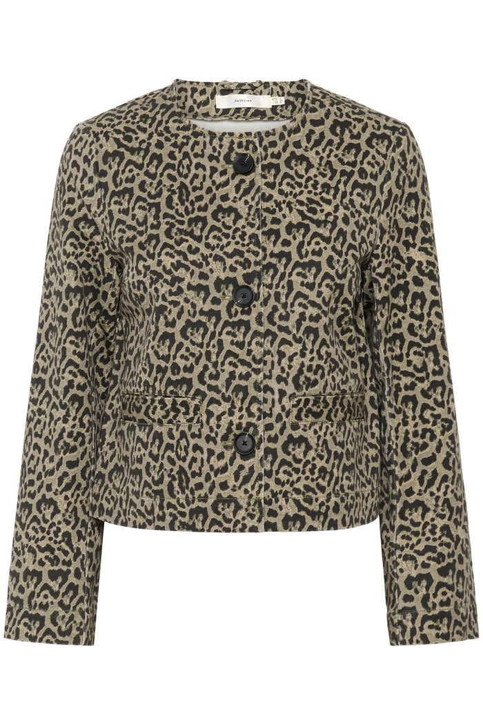 InWear Neoma Khaki Leopard Soft Denim Jacket