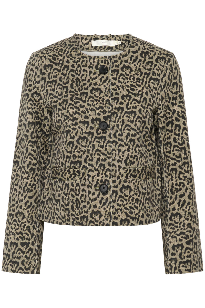 InWear Neoma Khaki Leopard Soft Denim Jacket