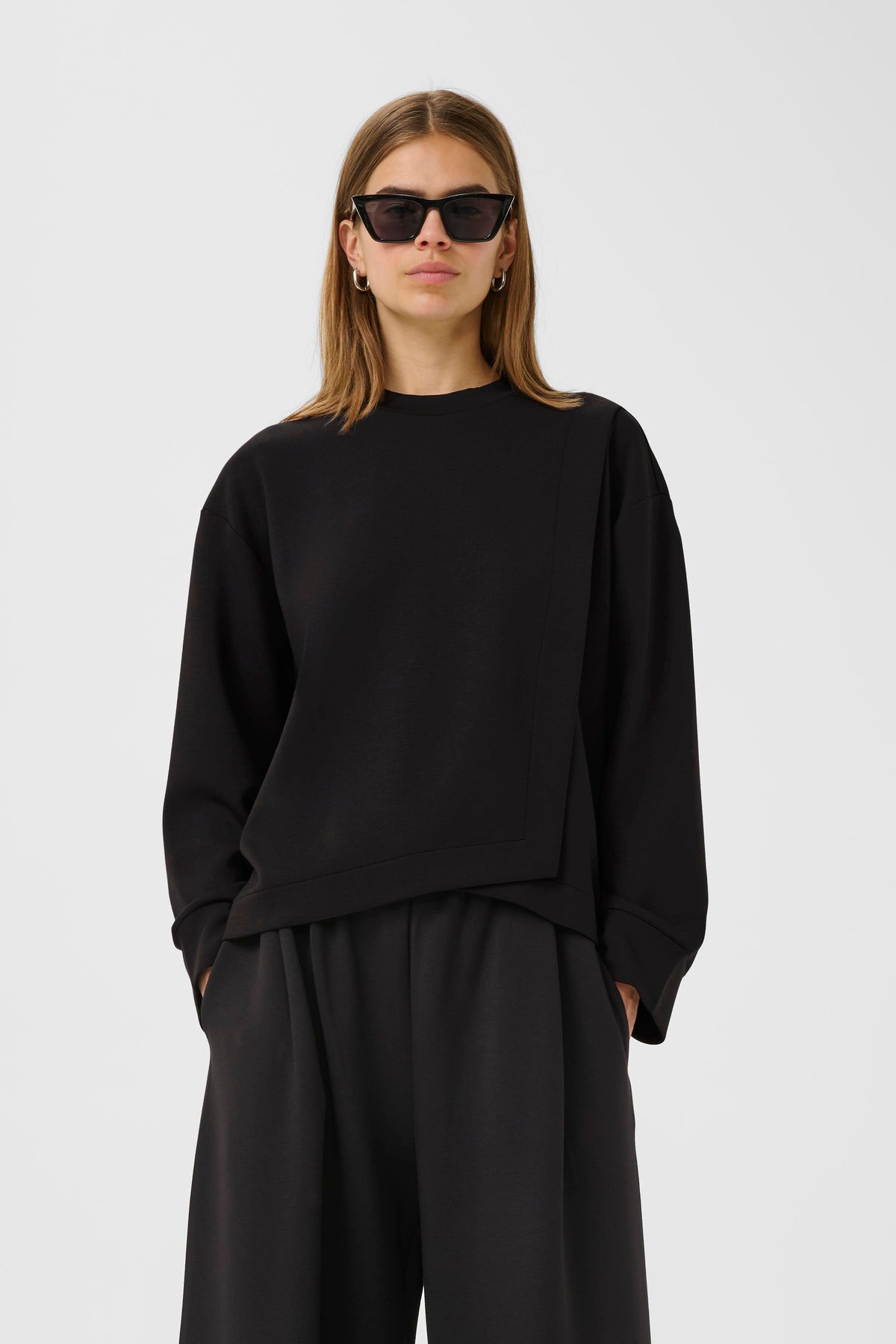 InWear Gida Vincent Black Layered Modal Sweatshirt, 30110946