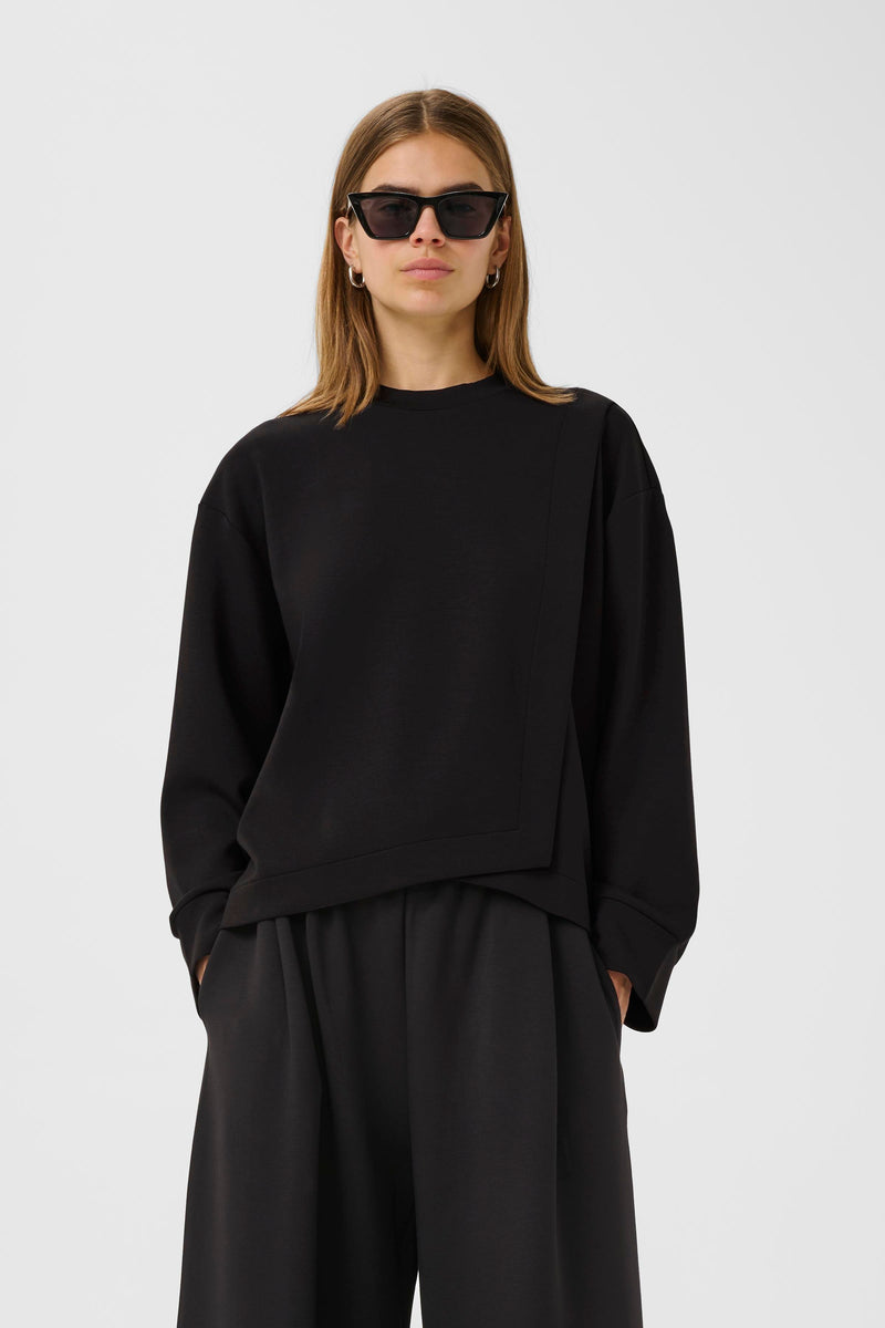 InWear Gida Vincent Black Layered Modal Sweatshirt, 30110946