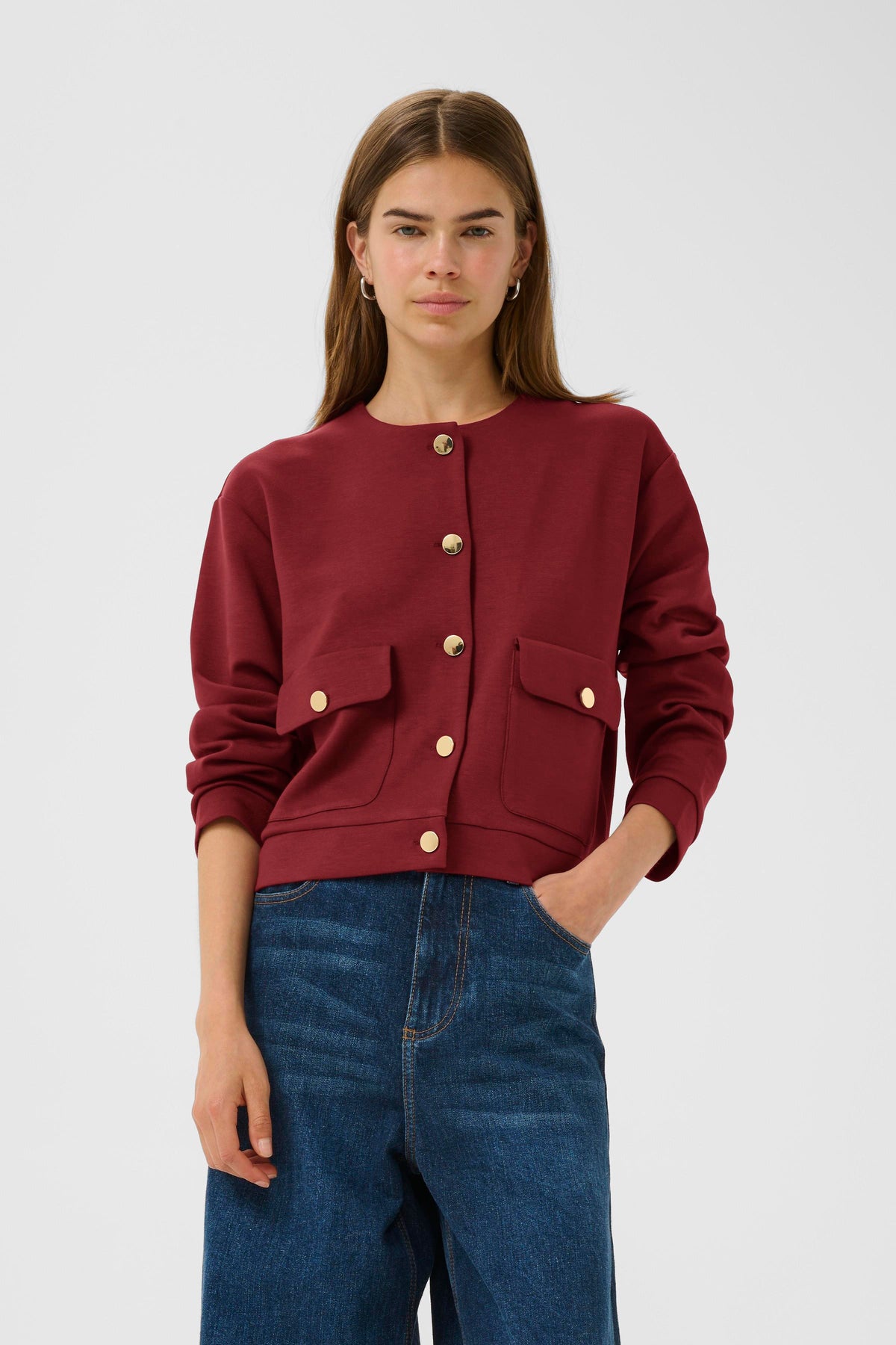 InWear Gida Vincent Burgundy Modal Cardigan Jacket