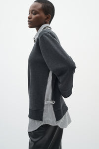 InWear Natalja Grey Melange Striped Shirt Sweatshirt