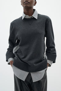 InWear Natalja Grey Melange Striped Shirt Sweatshirt