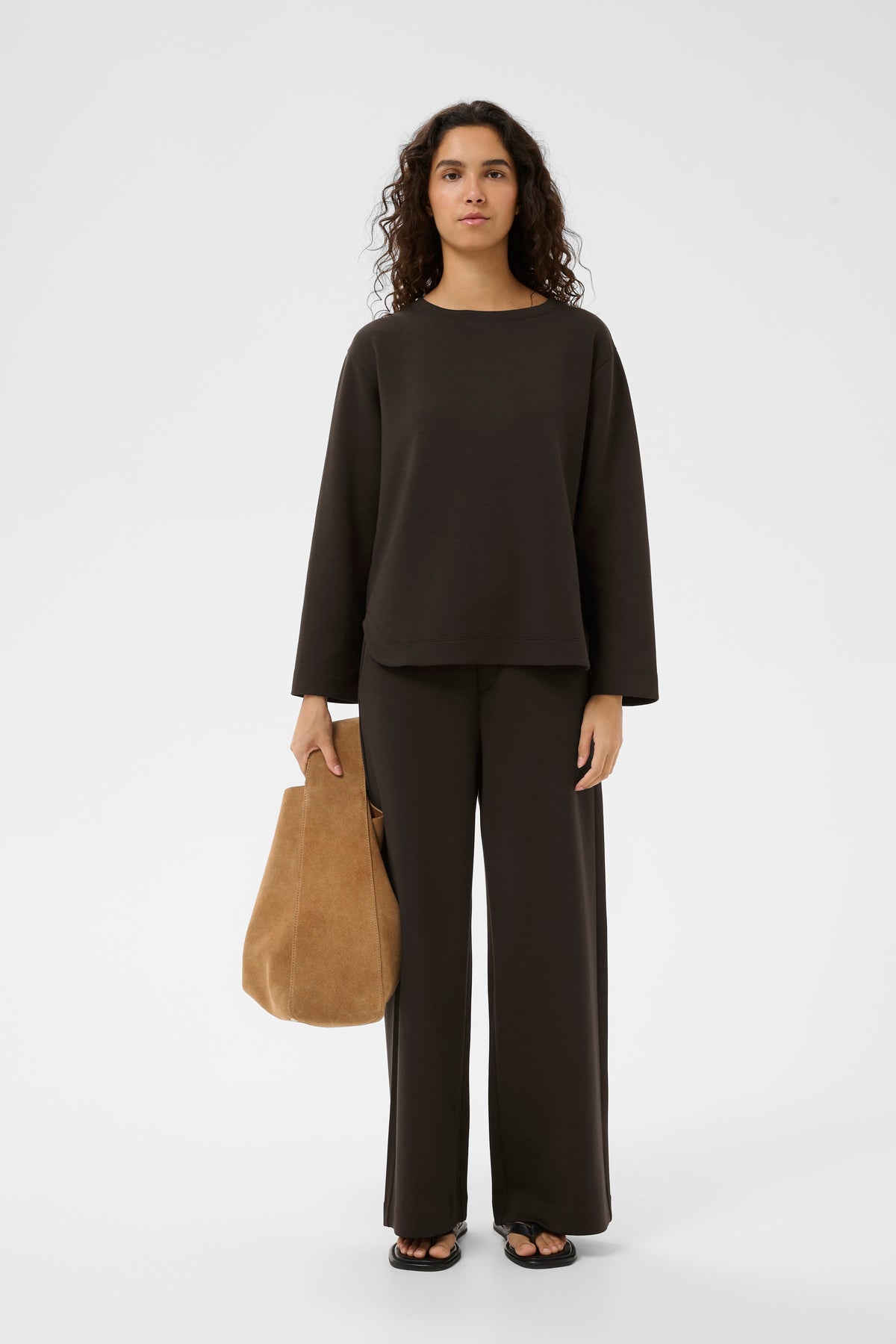 BACK IN STOCK - InWear Gincent Chocolate Brown Modal Supersoft Dipped Hem Sweatshirt