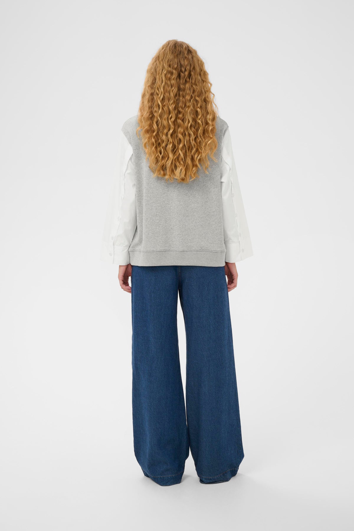 InWear Capella Grey Melange Sweatshirt with Button Detailing