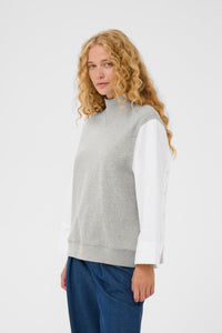 InWear Capella Grey Melange Sweatshirt with Button Detailing