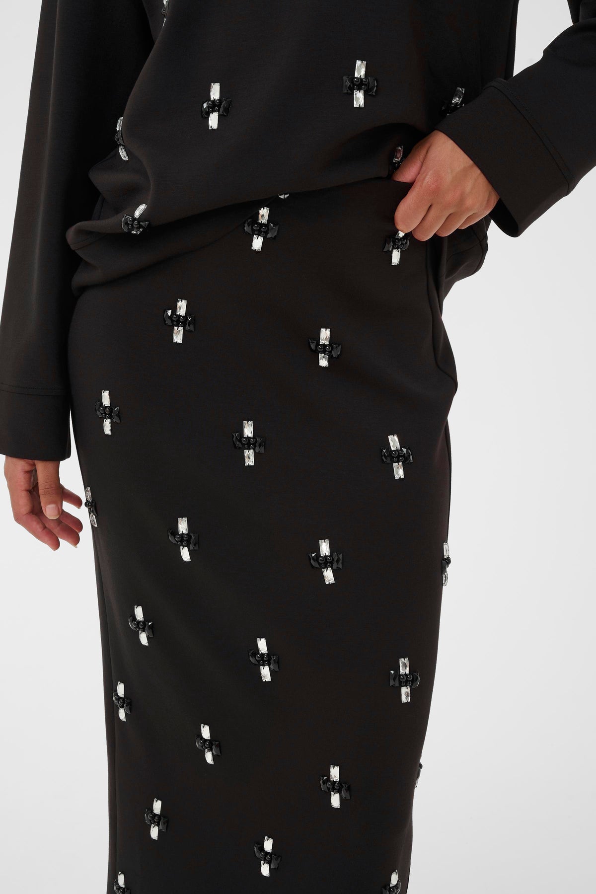 InWear Aida Black Modal Deco Ankle Length Tube Skirt