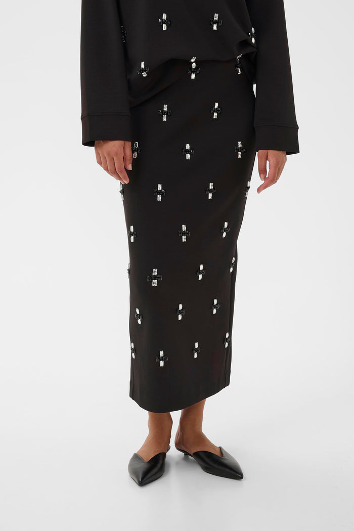 InWear Aida Black Modal Deco Ankle Length Tube Skirt