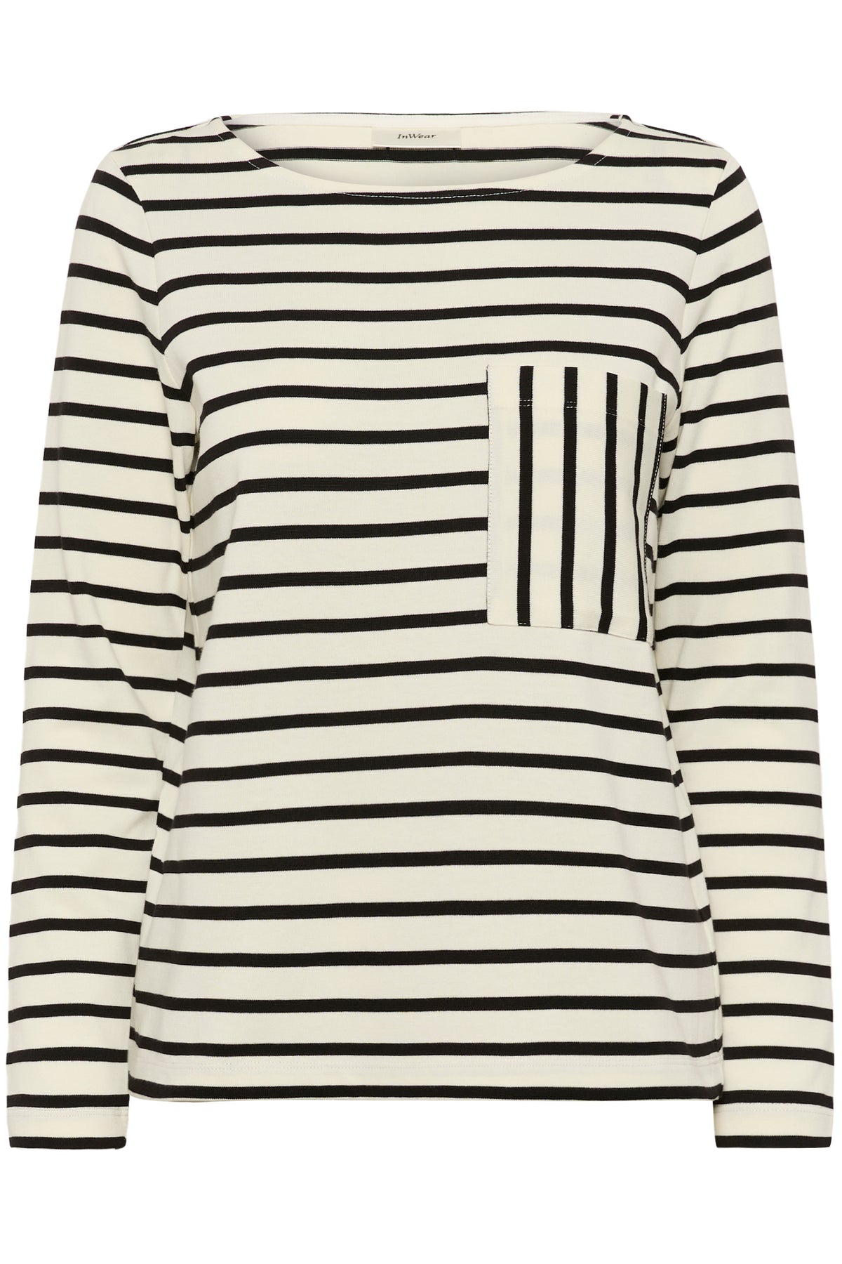 InWear DellaIW Whisper White Striped Basic Long Sleeve Top, 30112419