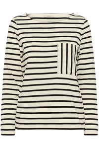 InWear DellaIW Whisper White Striped Basic Long Sleeve Top, 30112419