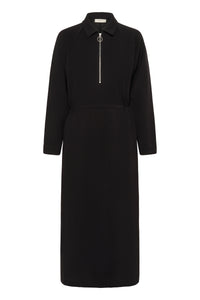 InWear Simi Vincent Black Modal Zip Midi Length Dress, 30112435