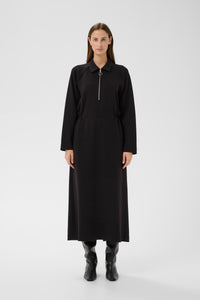 InWear Simi Vincent Black Modal Zip Midi Length Dress, 30112435