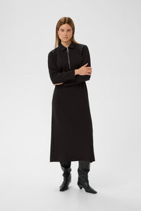 InWear Simi Vincent Black Modal Zip Midi Length Dress, 30112435