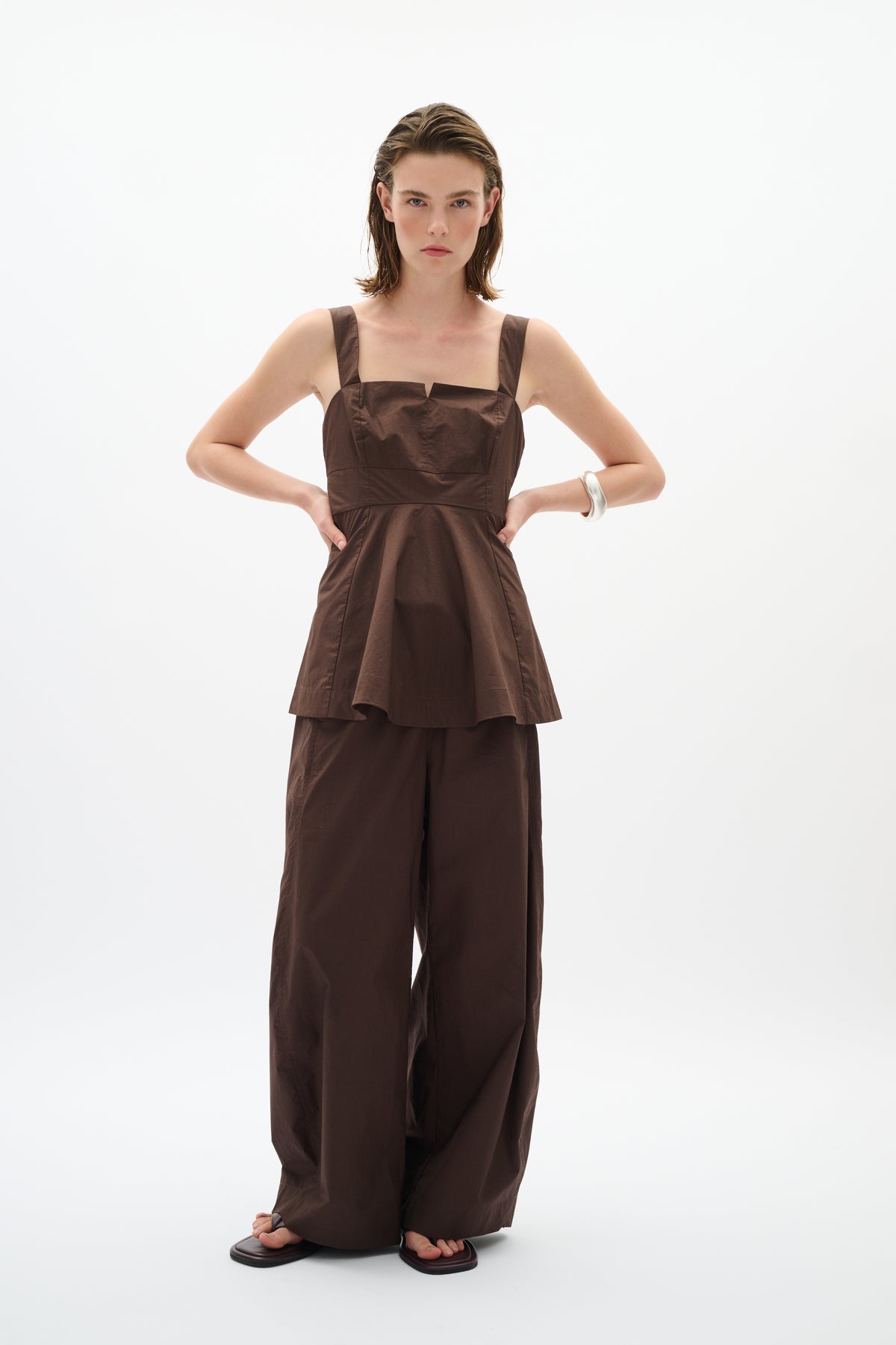 InWear Raven Coffee Bean Poplin Barrel Leg Trousers, 30112504