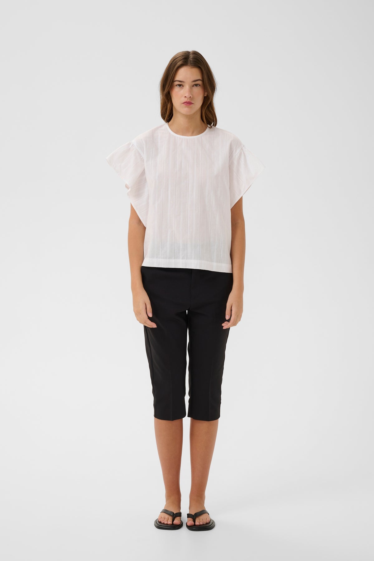 InWear Roseville Pure White Flutter Sleeve Classic Blouse