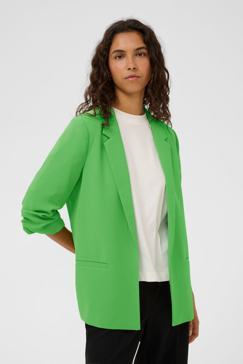 Soaked in Luxury Shirley Vibrant Green Ruched Sleeve Blazer, 30403608