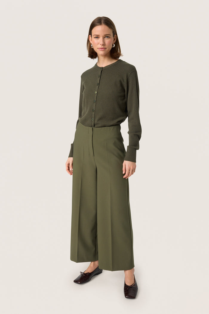 Soaked in Luxury Corinne Grape Leaf Wide Cropped Culotte Trouser, 30407013