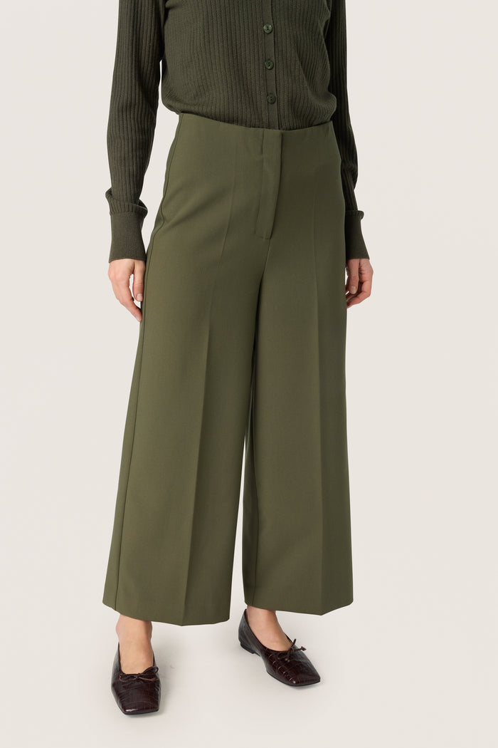 Soaked in Luxury Corinne Grape Leaf Wide Cropped Culotte Trouser, 30407013