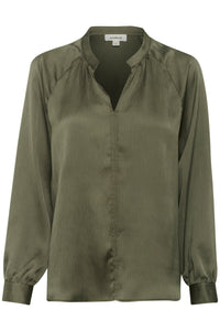 Soaked in Luxury Loana Marija Grape Leaf V-Neck Long Sleeve Blouse