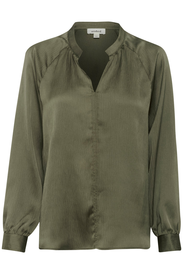 Soaked in Luxury Loana Marija Grape Leaf V-Neck Long Sleeve Blouse