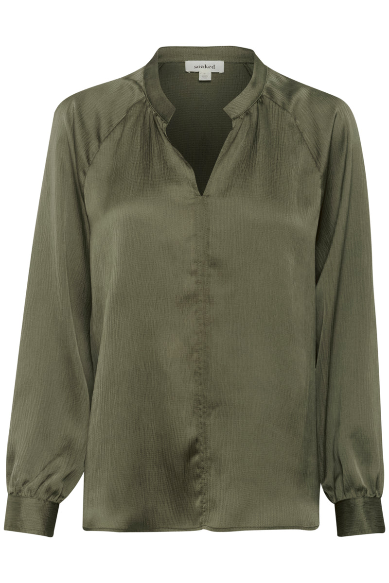Soaked in Luxury Loana Marija Grape Leaf V-Neck Long Sleeve Blouse