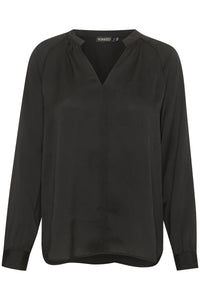 Soaked in Luxury Loana Marija Black V-Neck Long Sleeve Blouse