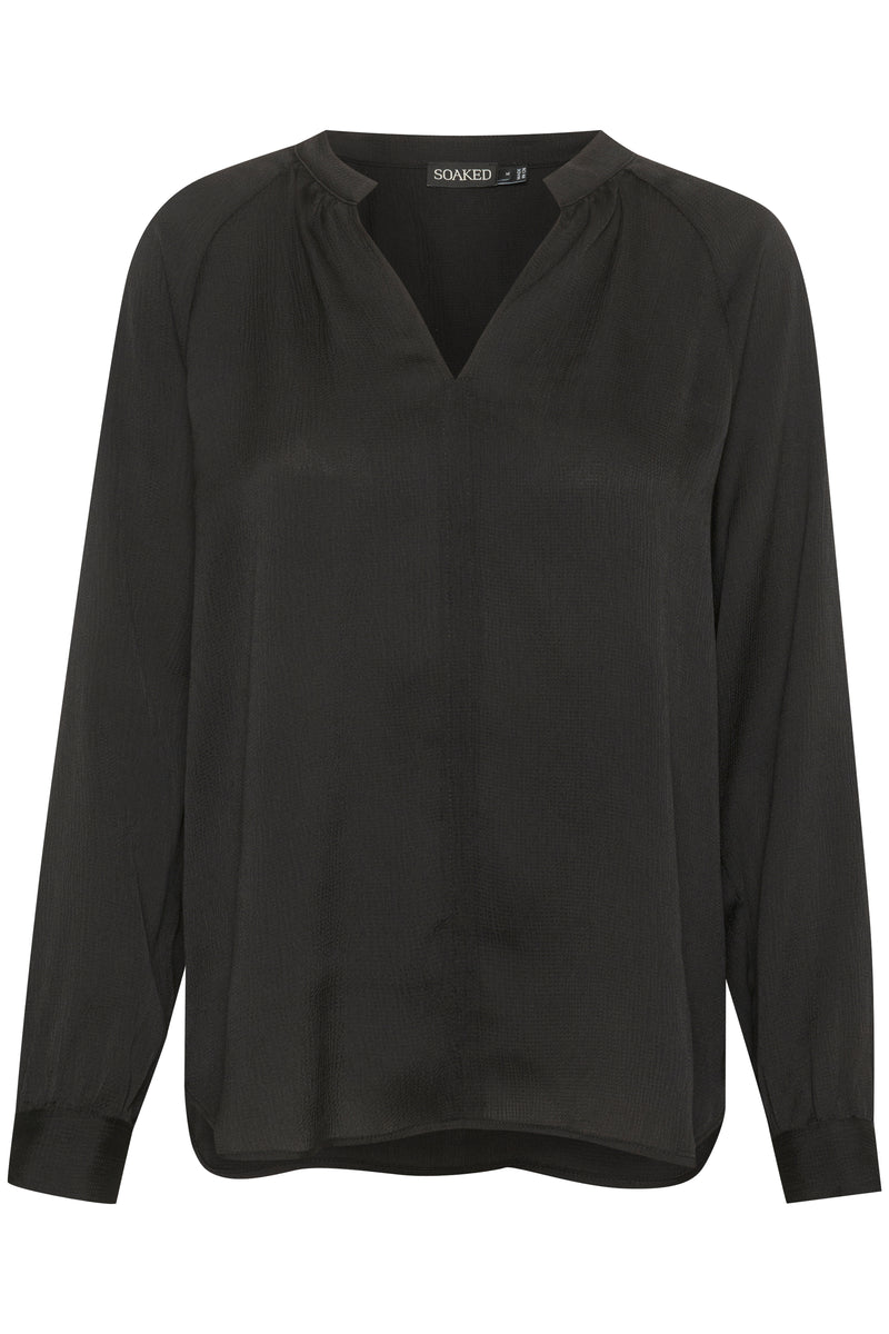Soaked in Luxury Loana Marija Black V-Neck Long Sleeve Blouse