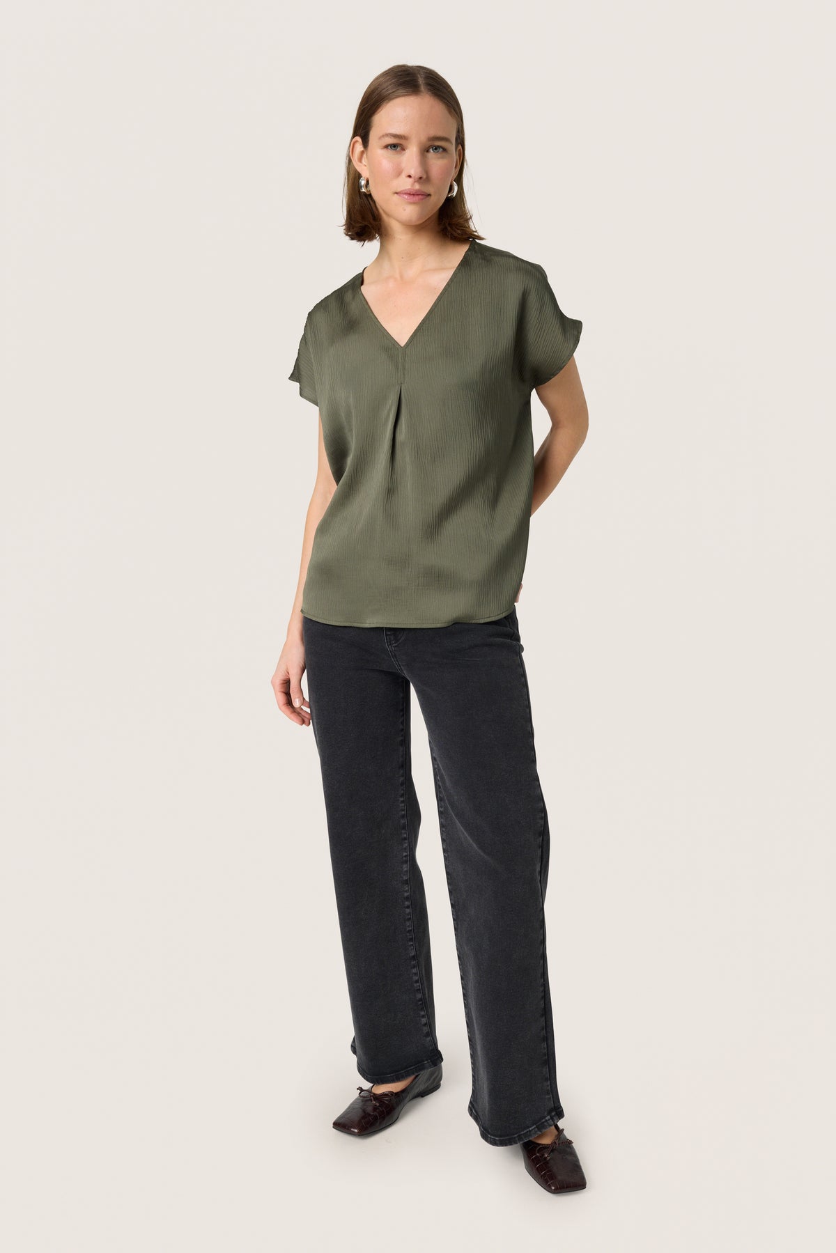 Soaked in Luxury Loana Marija Grape Leaf V-Neck Blouse