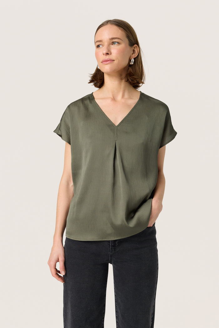Soaked in Luxury Loana Marija Grape Leaf V-Neck Blouse