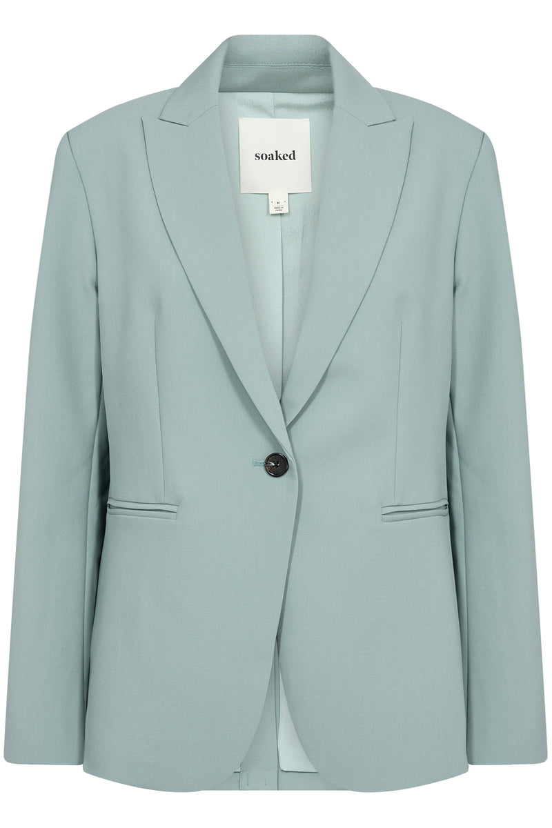 Soaked in Luxury Corinne Silver Blue Single Breasted Blazer, 30407532
