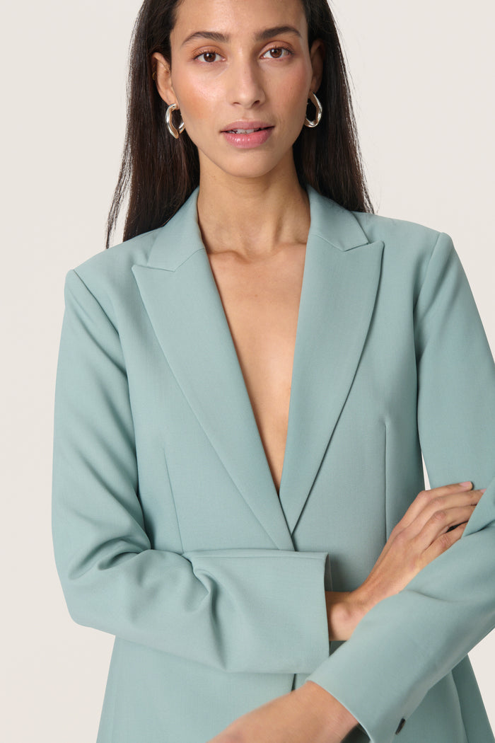 Soaked in Luxury Corinne Silver Blue Single Breasted Blazer, 30407532