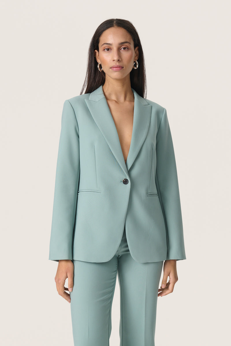 Soaked in Luxury Corinne Silver Blue Single Breasted Blazer, 30407532