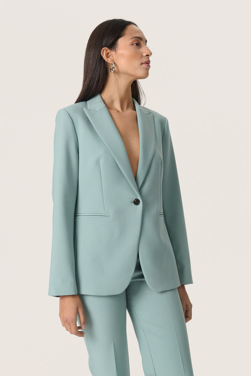 Soaked in Luxury Corinne Silver Blue Single Breasted Blazer, 30407532